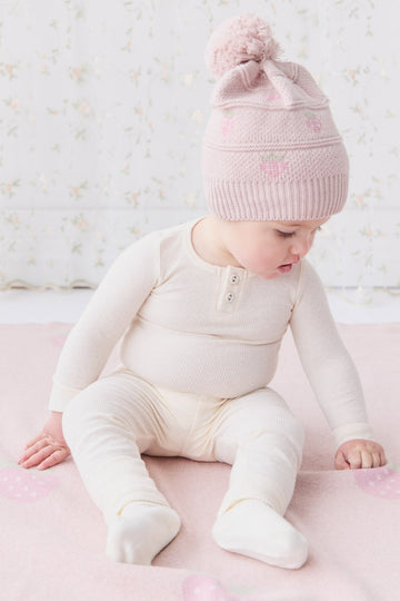 Organic Cotton Fine Rib Long Sleeve Bodysuit - Lily Fleck Childrens Bodysuit from Jamie Kay USA