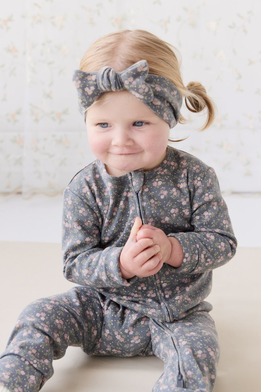 Organic Cotton Frankie Onepiece - Rosalie Floral Lava Childrens Onepiece from Jamie Kay USA