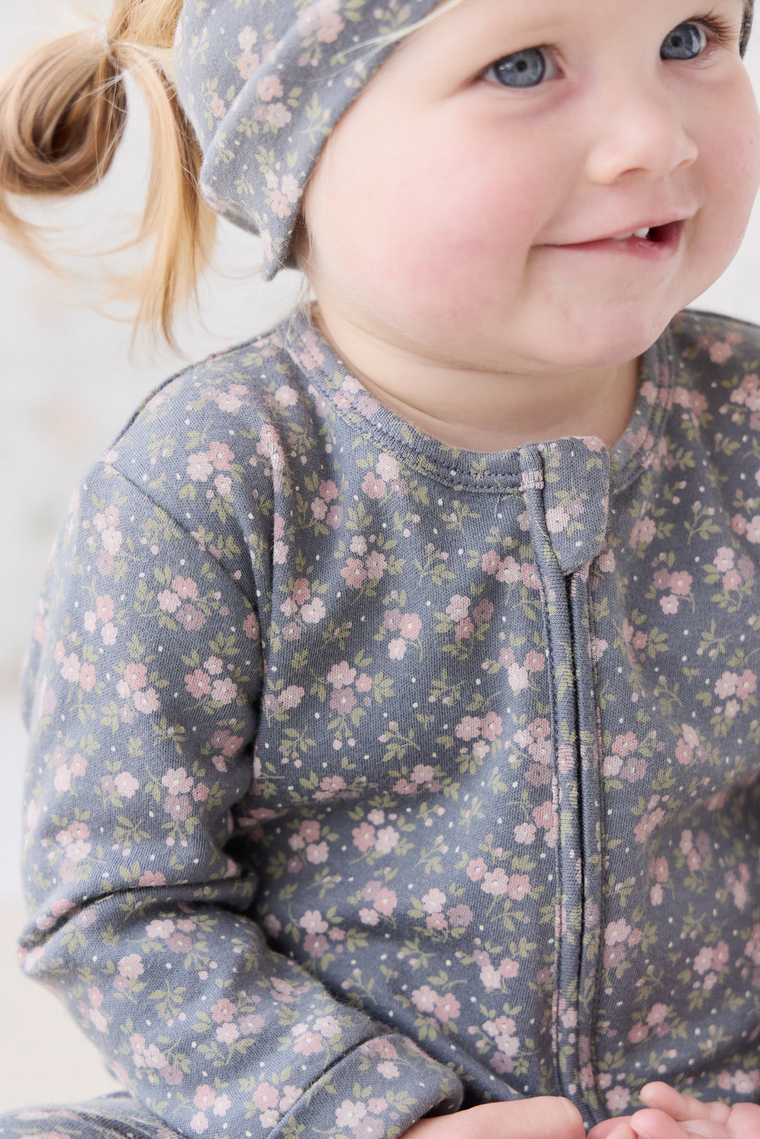 Organic Cotton Frankie Onepiece - Rosalie Floral Lava Childrens Onepiece from Jamie Kay USA