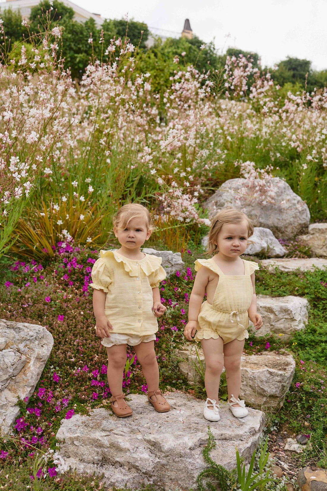 Organic Cotton Muslin Luciana Playsuit - Sunshine Childrens Playsuit from Jamie Kay USA