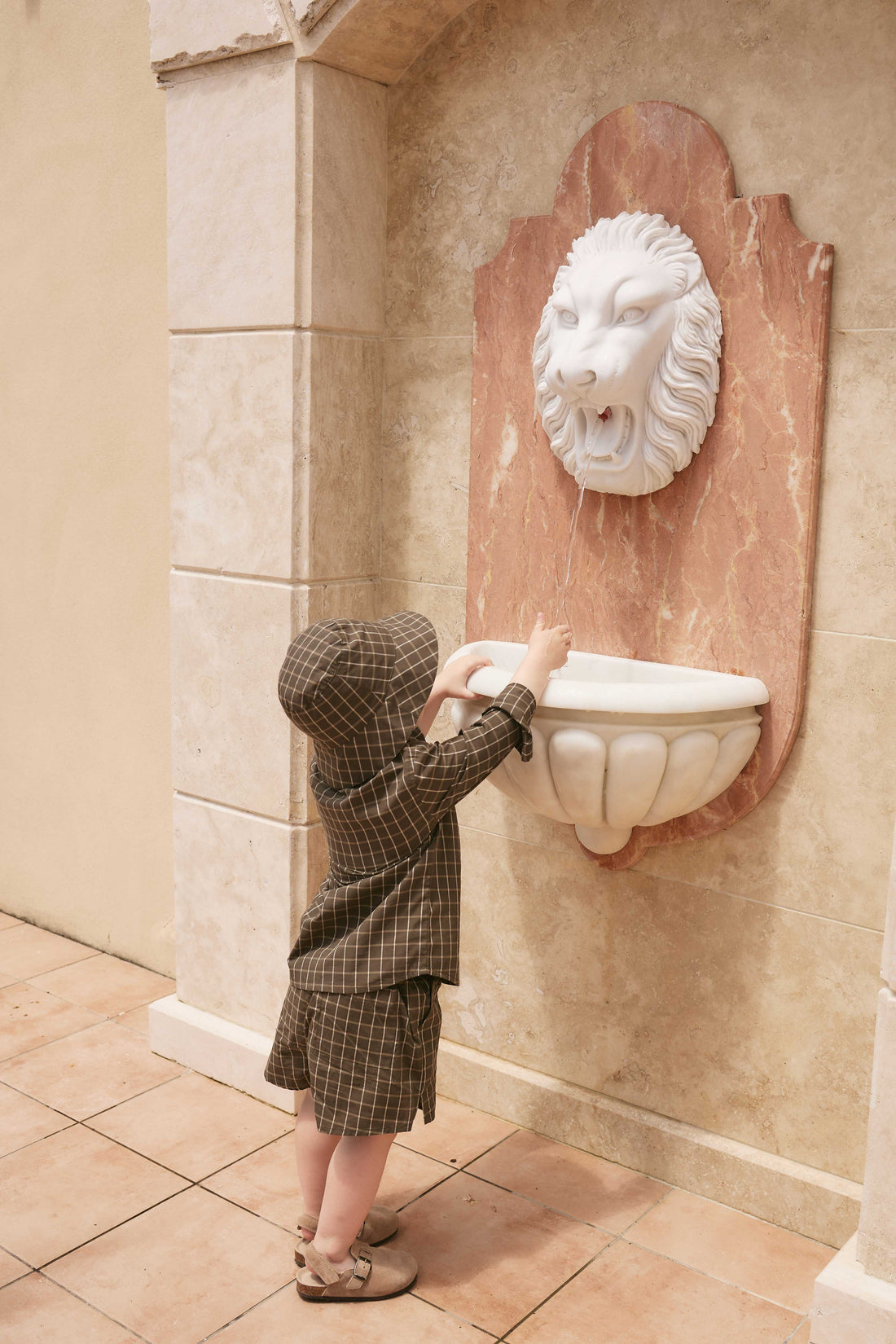 Organic Cotton Isaiah Shirt - Variegated Grid Tarmac Childrens Shirt from Jamie Kay USA