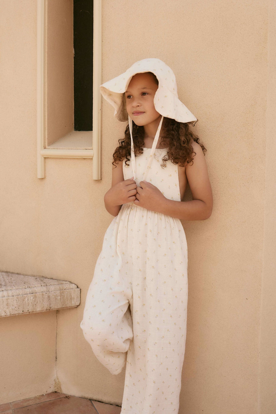 Organic Cotton Muslin Lana Jumpsuit - Vintage Ditsy Childrens Jumpsuit from Jamie Kay USA