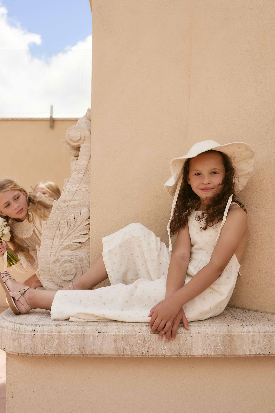 Organic Cotton Muslin Lana Jumpsuit - Vintage Ditsy Childrens Jumpsuit from Jamie Kay USA