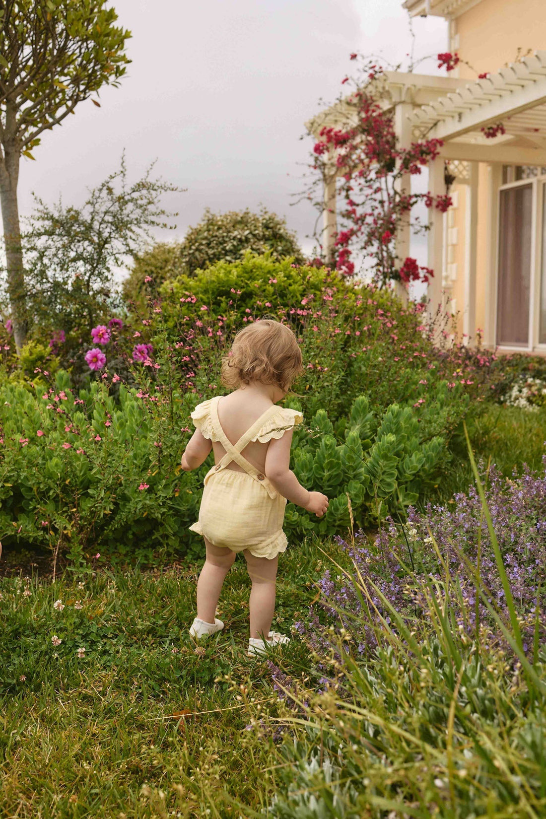 Organic Cotton Muslin Luciana Playsuit - Sunshine Childrens Playsuit from Jamie Kay USA