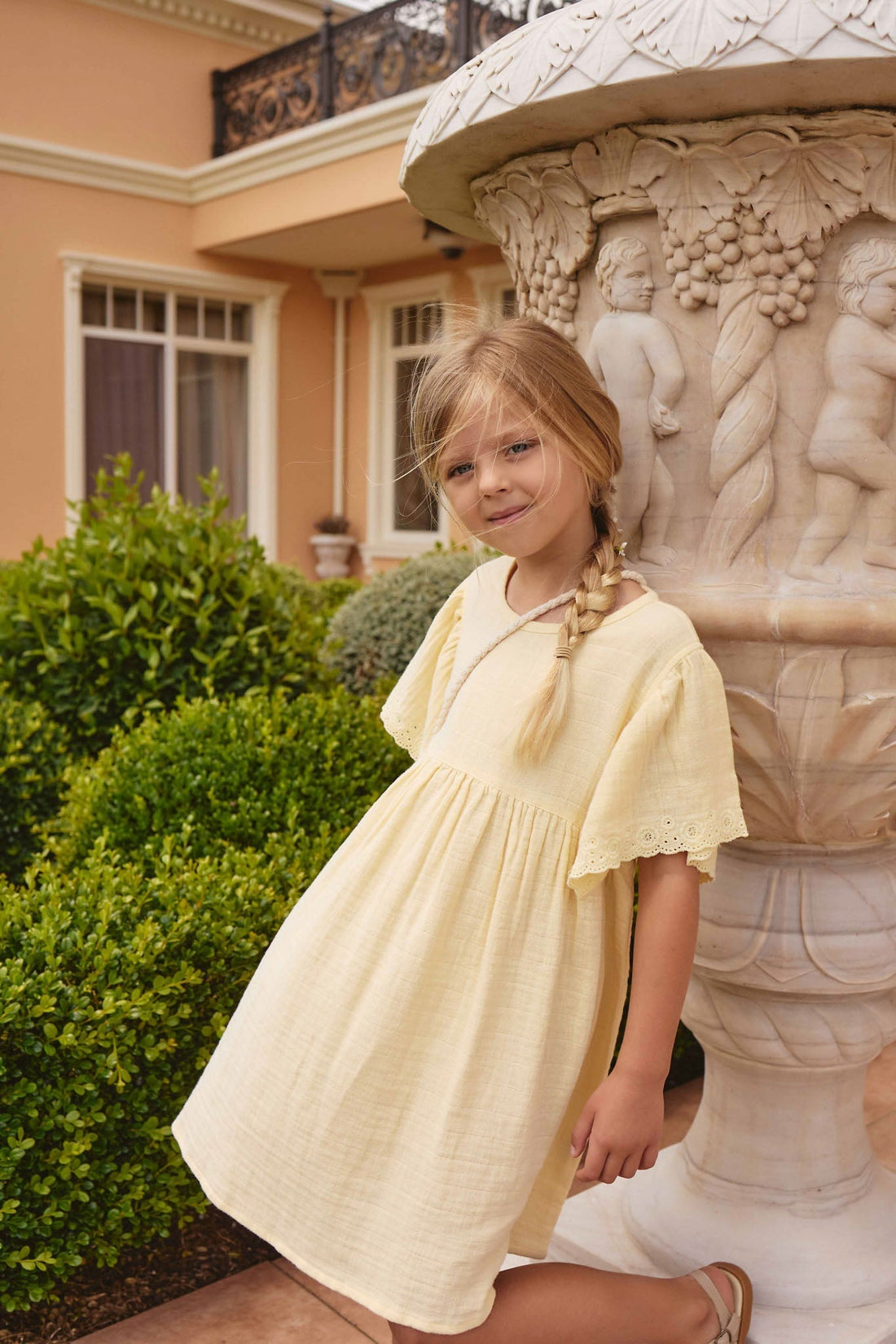 Organic Cotton Muslin Phillipa Dress - Sunshine Childrens Dress from Jamie Kay USA