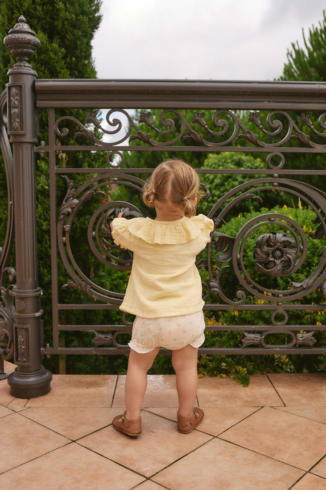Organic Cotton Muslin Frill Bloomer - Vintage Ditsy Childrens Bloomer from Jamie Kay USA