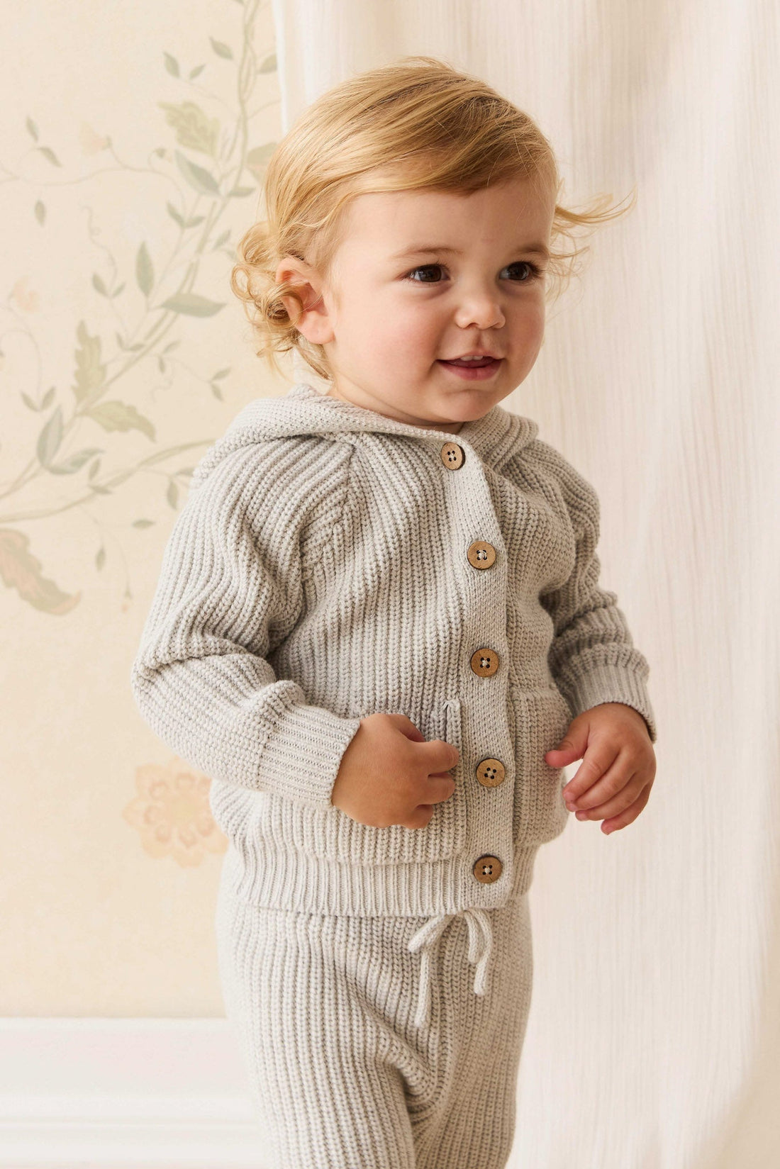 OG Bear Knit - Light Grey Marle Childrens Cardigan from Jamie Kay USA