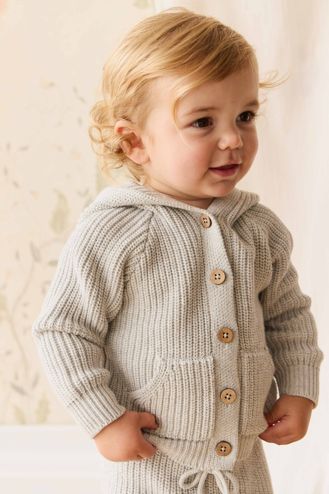 OG Bear Knit - Light Grey Marle Childrens Cardigan from Jamie Kay USA