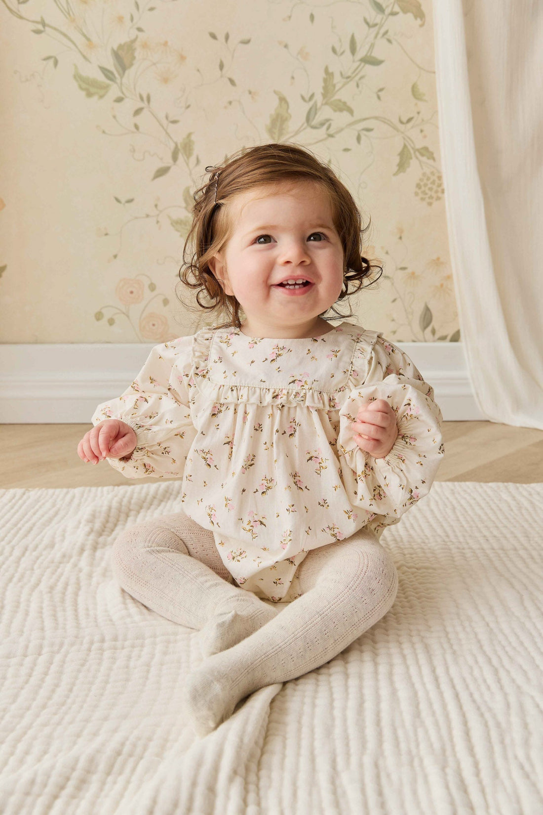Organic Cotton Frances Playsuit - Bianca Antique Childrens Playsuit from Jamie Kay USA