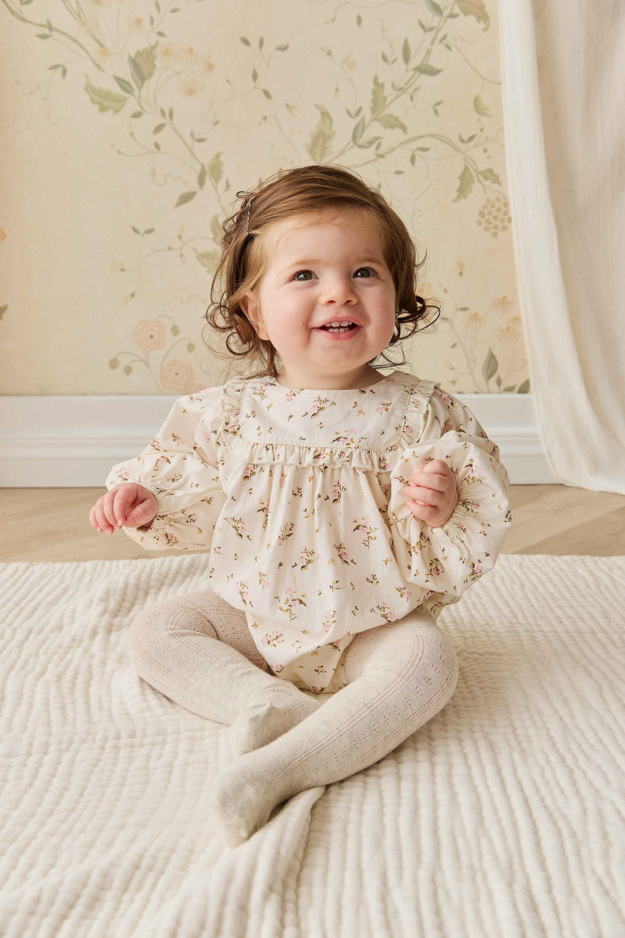 Organic Cotton Frances Playsuit - Bianca Antique Childrens Playsuit from Jamie Kay USA