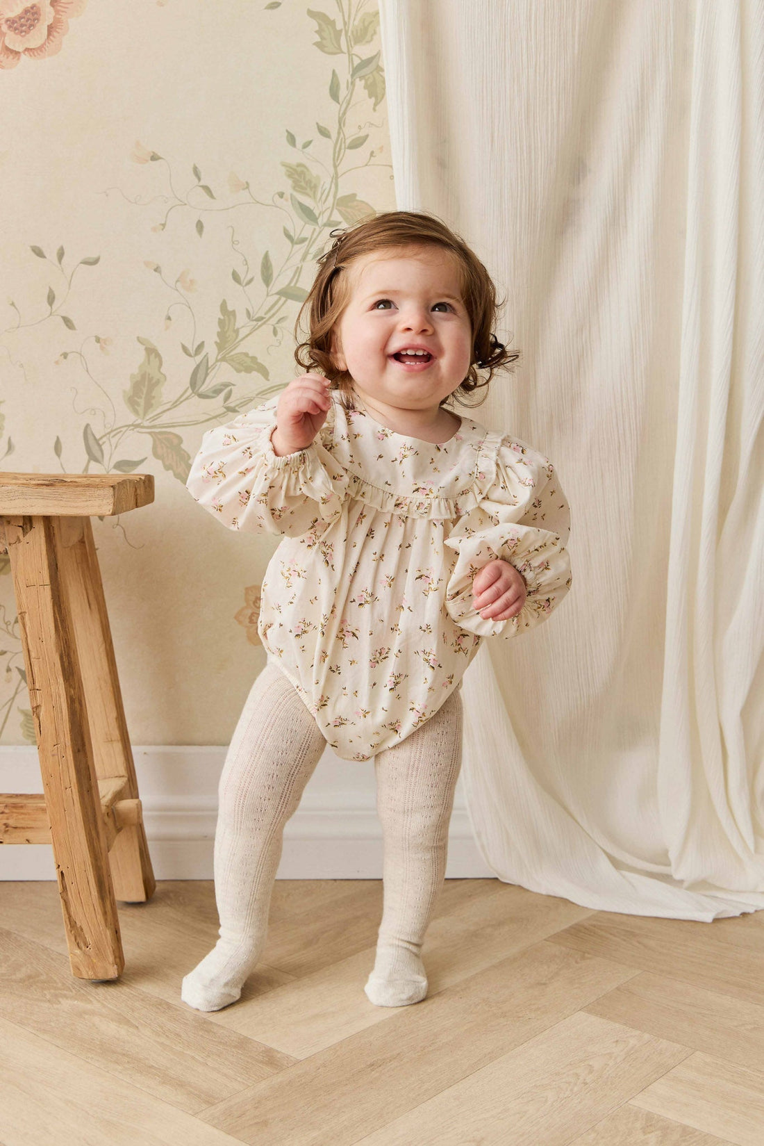 Organic Cotton Frances Playsuit - Bianca Antique Childrens Playsuit from Jamie Kay USA