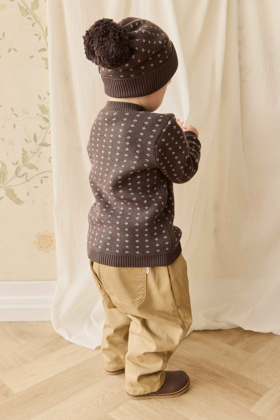 Dorian Jumper - Knitted Diamonds Coffee Childrens Jumper from Jamie Kay USA