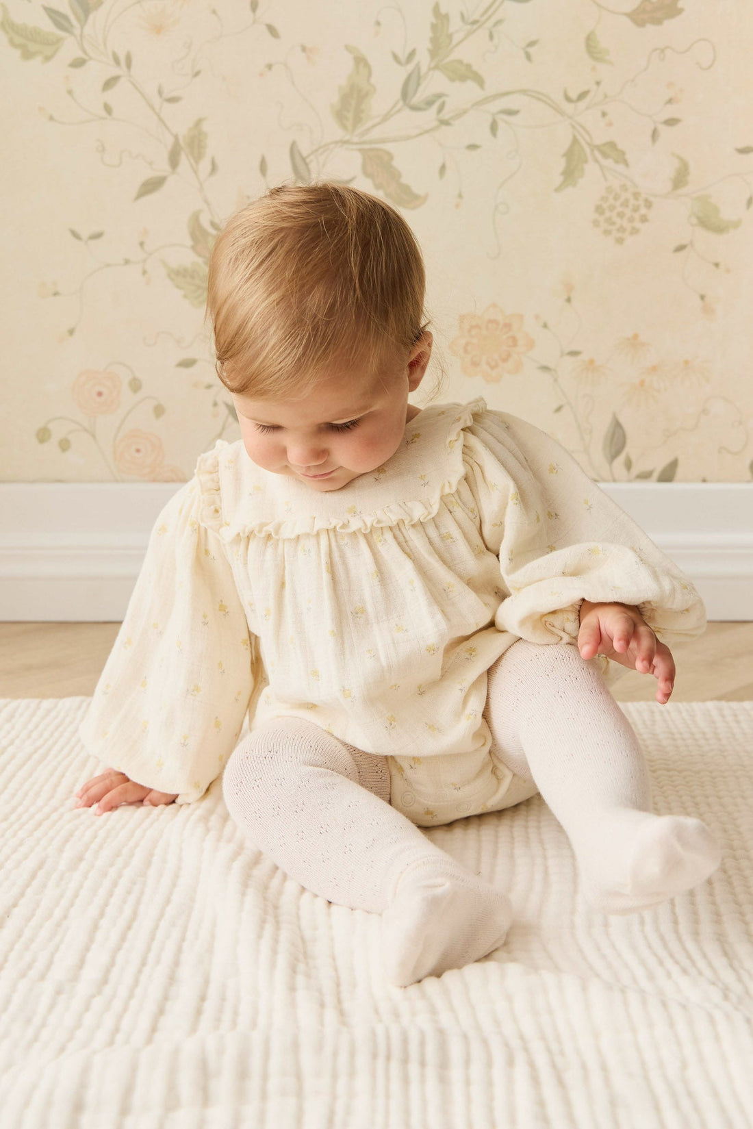 Organic Cotton Muslin Frances Playsuit - Vintage Ditsy Childrens Playsuit from Jamie Kay USA
