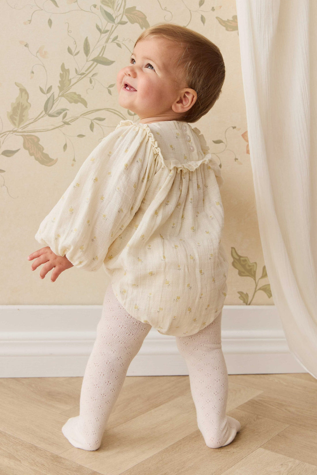 Organic Cotton Muslin Frances Playsuit - Vintage Ditsy Childrens Playsuit from Jamie Kay USA