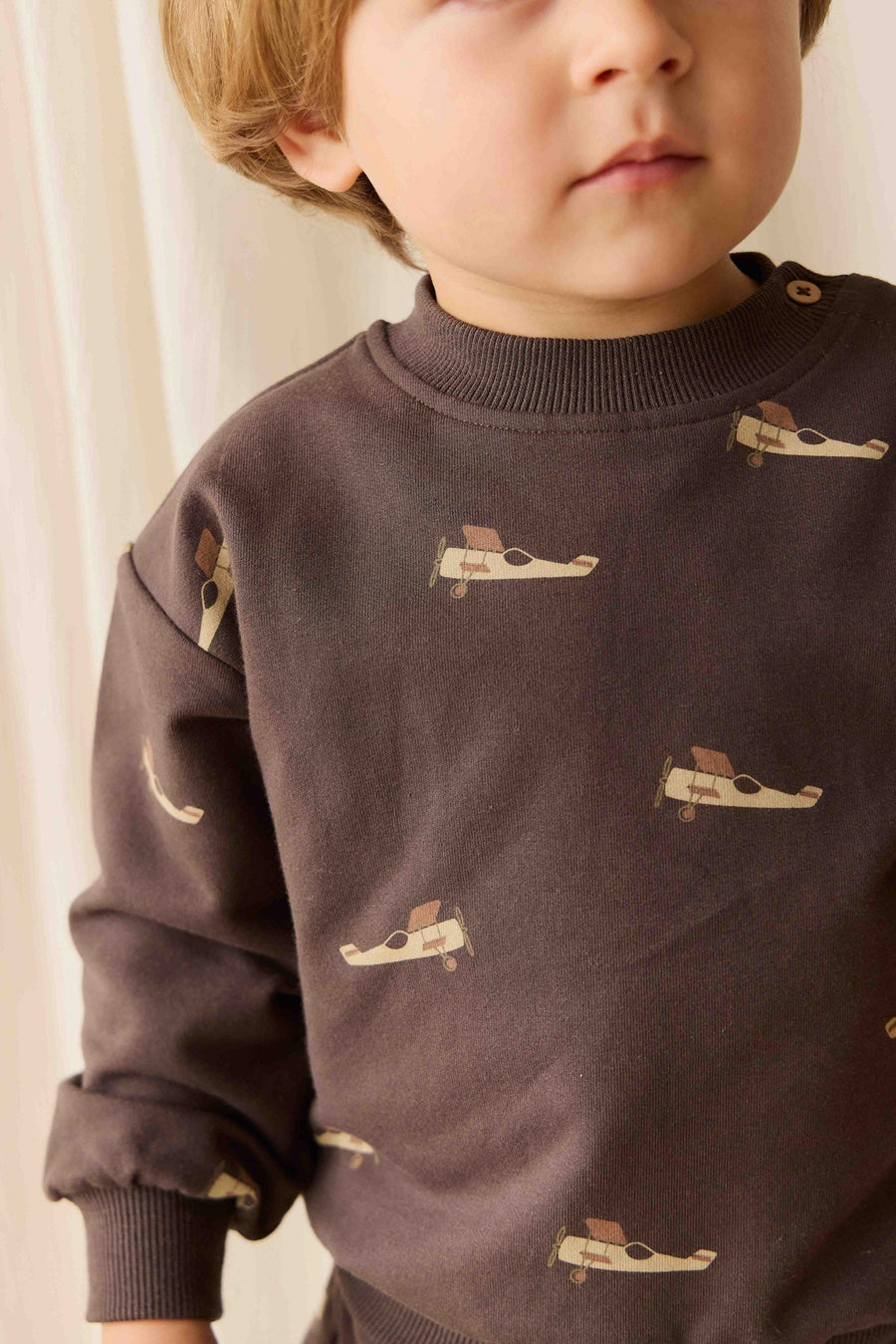 Organic Cotton Peyton Sweatshirt - Pilot Planes Bistre Childrens Top from Jamie Kay USA