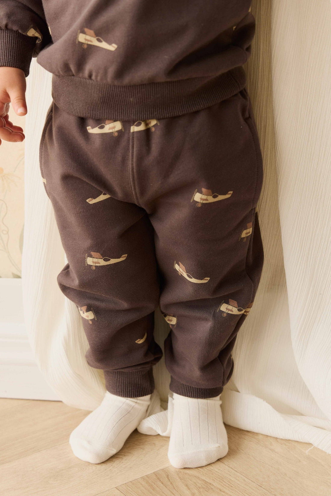 Organic Cotton Dominic Track Pant - Pilot Planes Bistre Childrens Pant from Jamie Kay USA