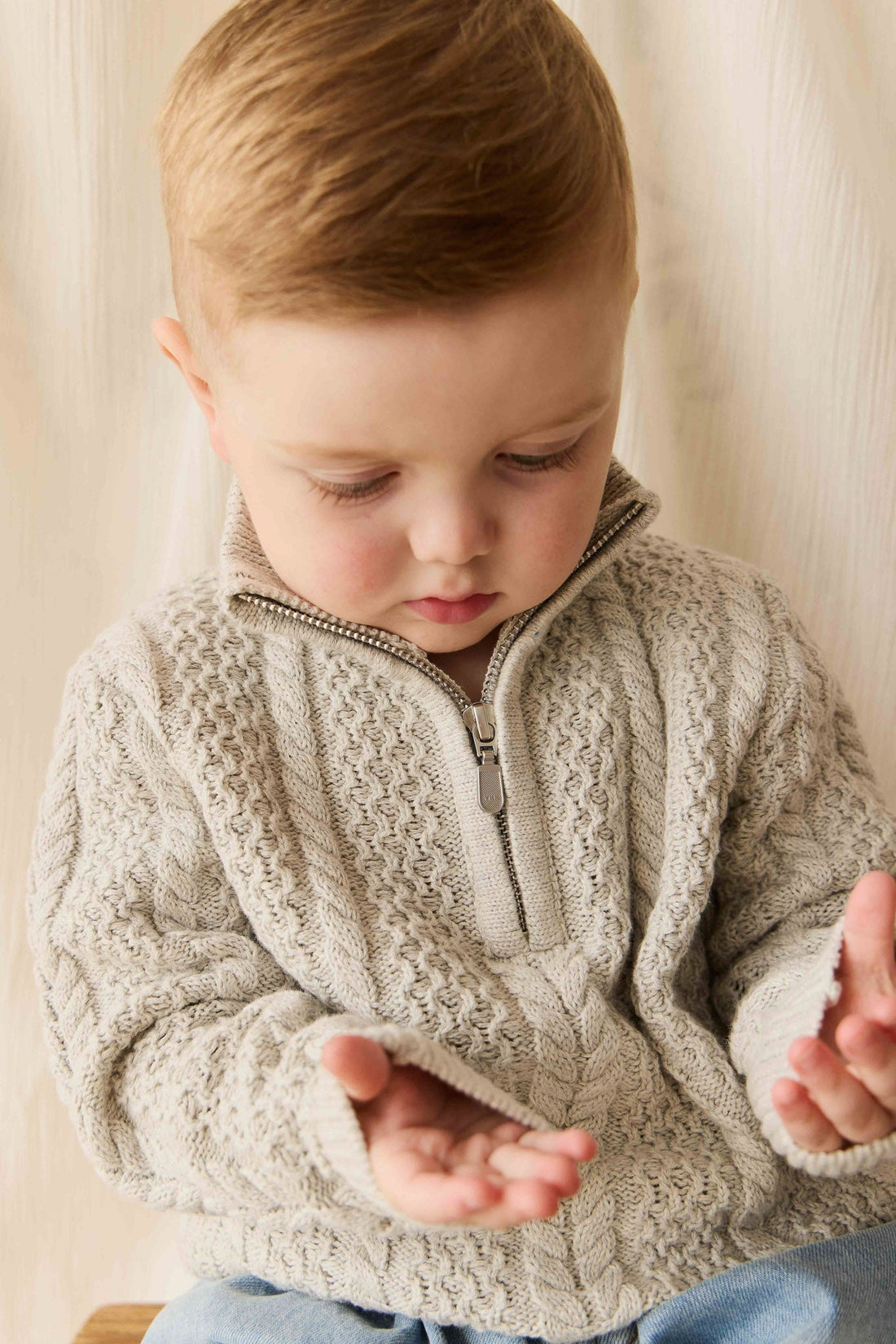 Clyde Half Zip Jumper - Light Grey Marle Childrens Jumper from Jamie Kay USA