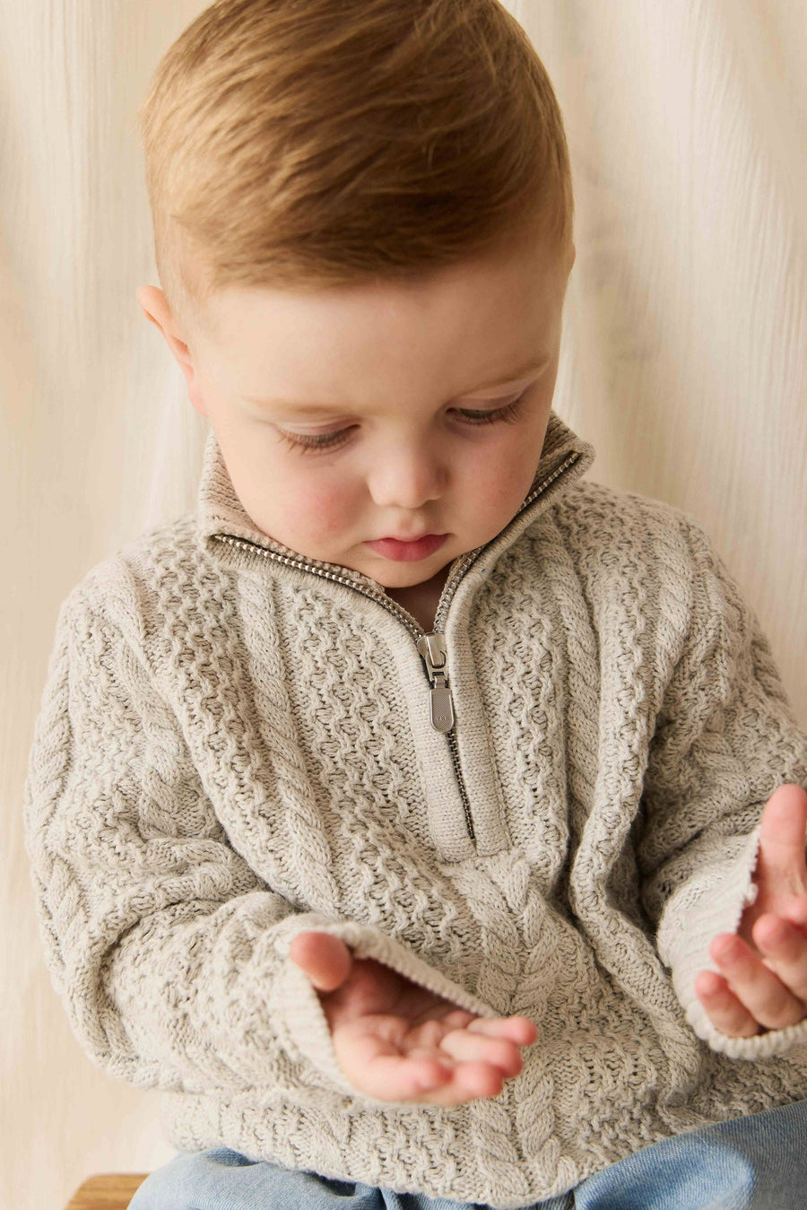 Clyde Half Zip Jumper - Light Grey Marle Childrens Jumper from Jamie Kay USA