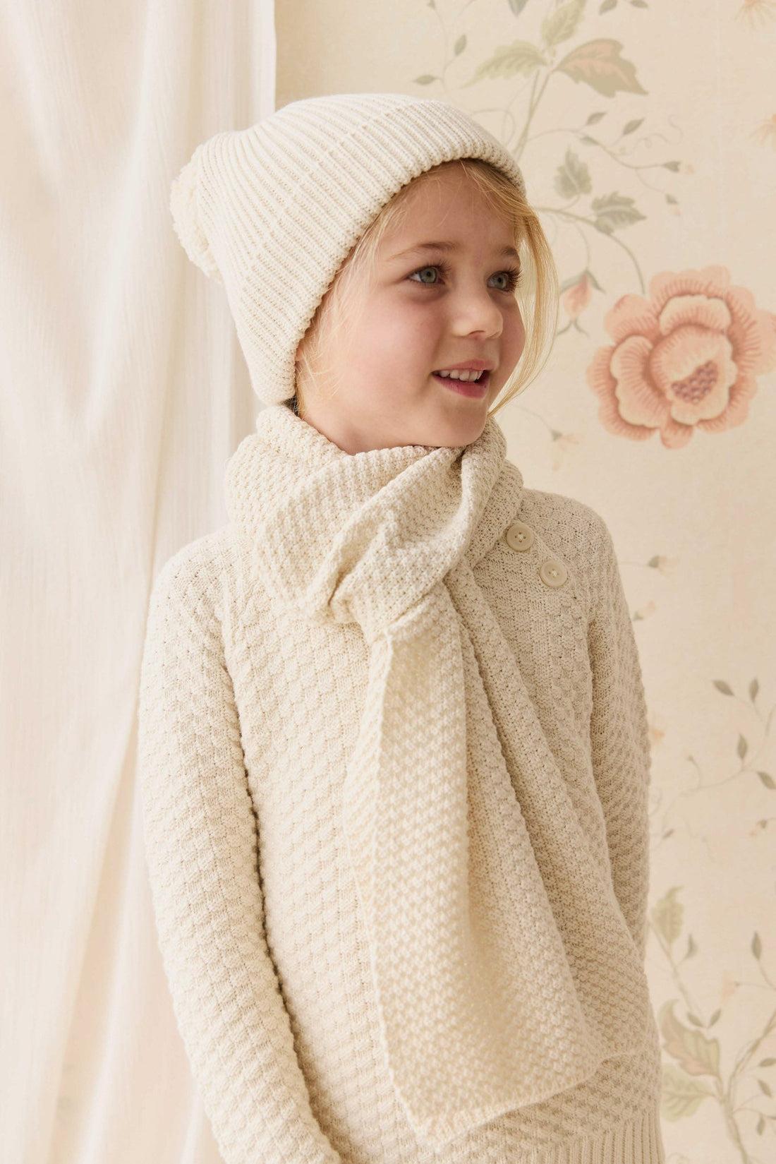 Simple Rib Beanie - Vanilla Childrens Hat from Jamie Kay USA