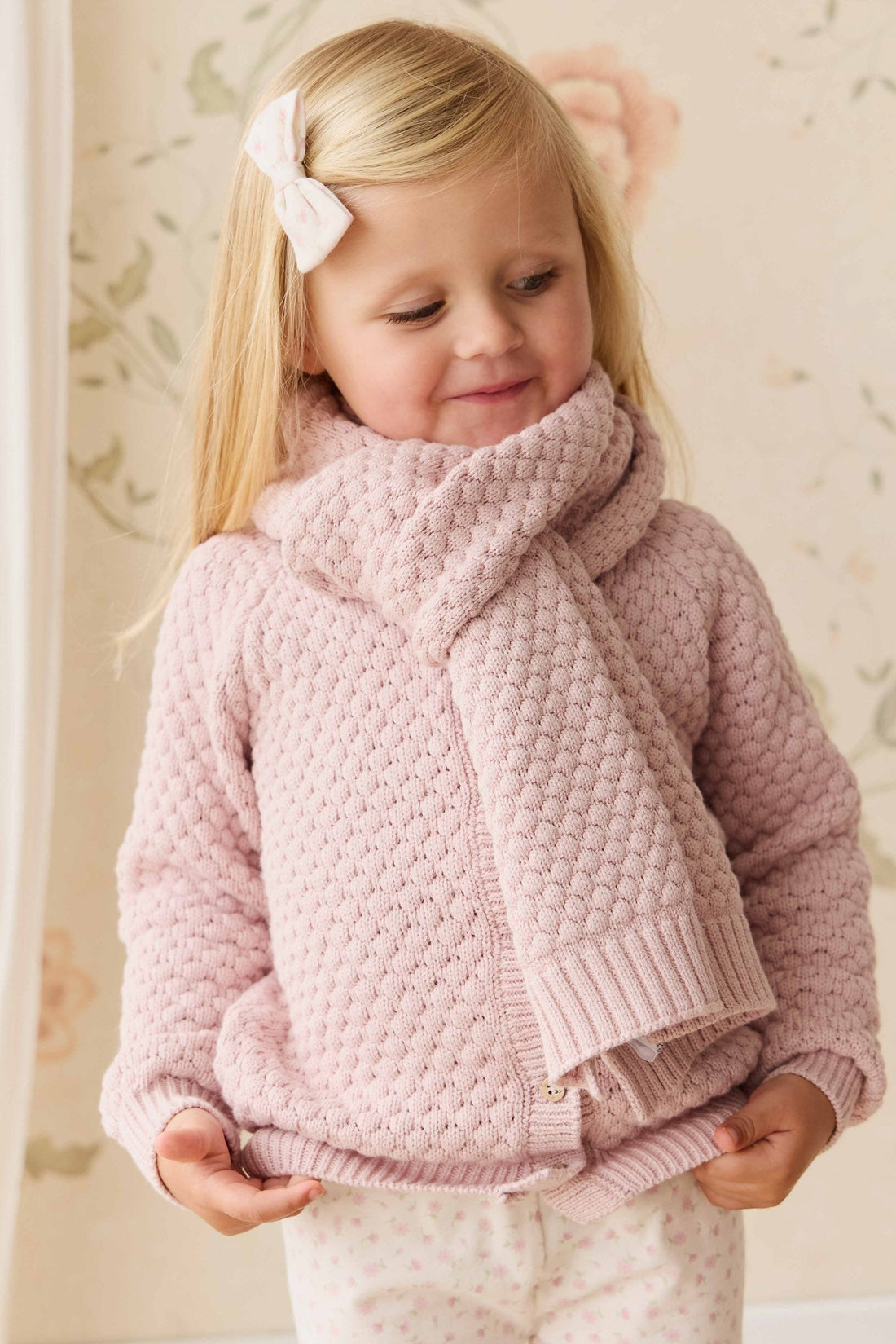 Maple Scarf - Pastel Pink Marle Childrens Scarf from Jamie Kay USA