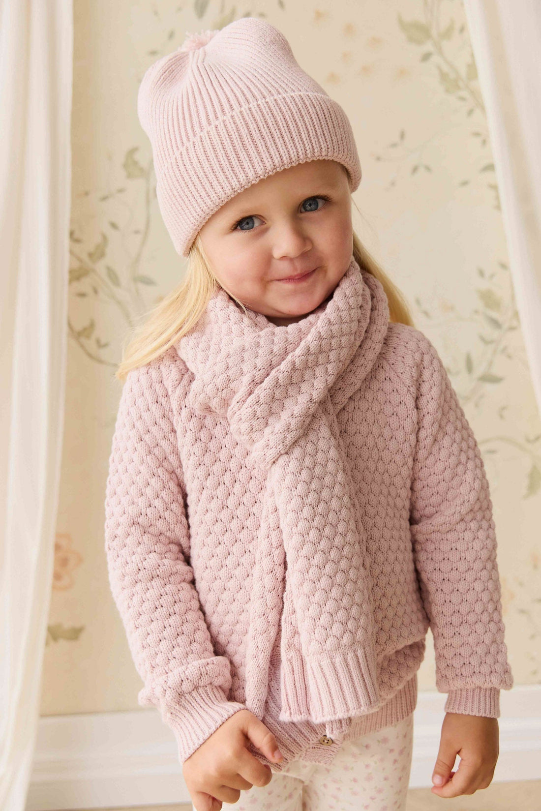 Maple Scarf - Pastel Pink Marle Childrens Scarf from Jamie Kay USA