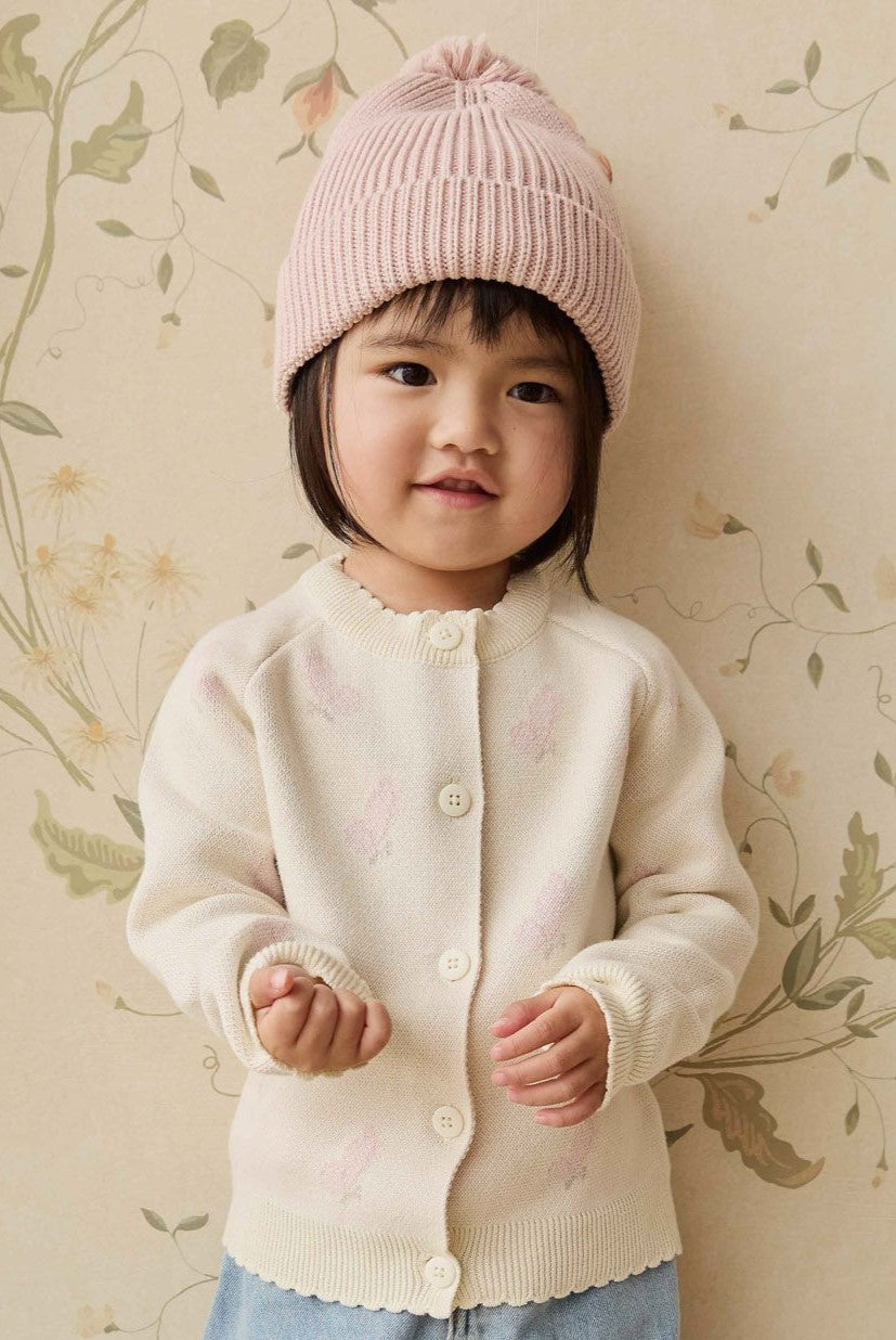 Cassie Jacquard Cardigan - Egret Childrens Cardigan from Jamie Kay USA