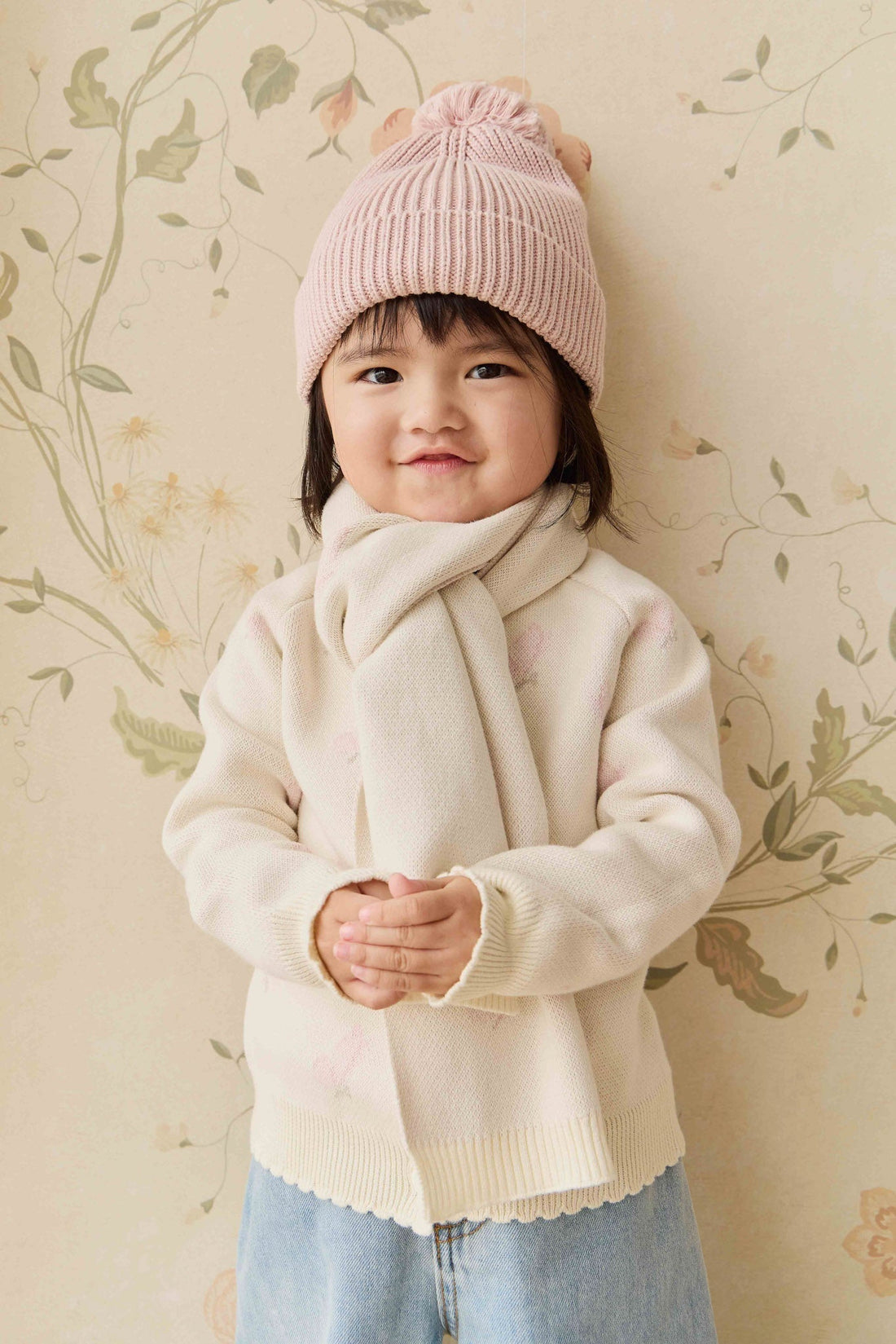 Cassie Jacquard Scarf - Egret Childrens Scarf from Jamie Kay USA