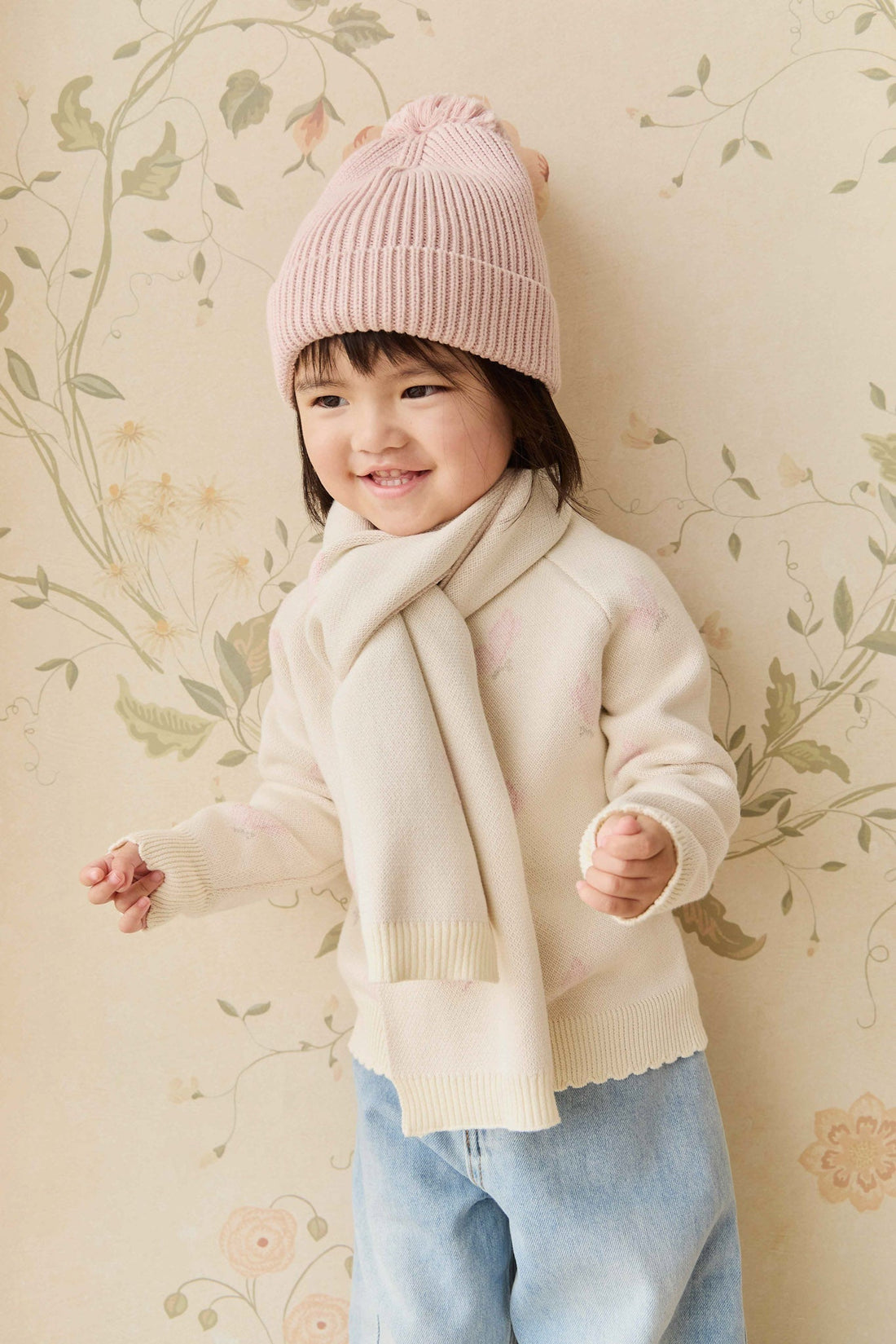 Cassie Jacquard Scarf - Egret Childrens Scarf from Jamie Kay USA