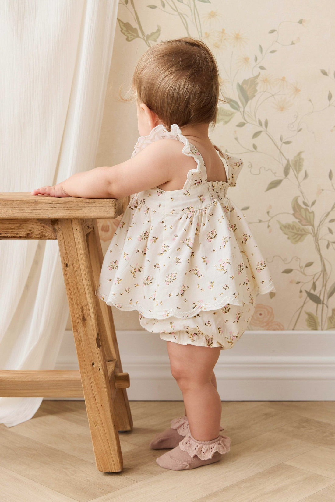 Organic Cotton Frill Bloomer - Bianca Antique Childrens Bloomer from Jamie Kay USA