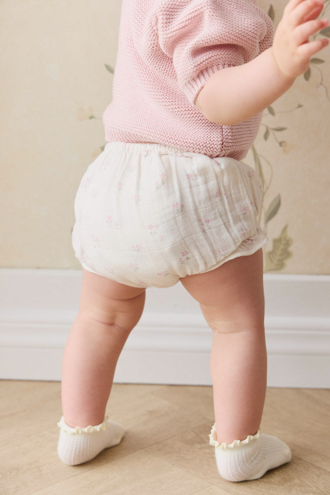 Organic Cotton Muslin Frill Bloomer - Pauline Pink Childrens Bloomer from Jamie Kay USA