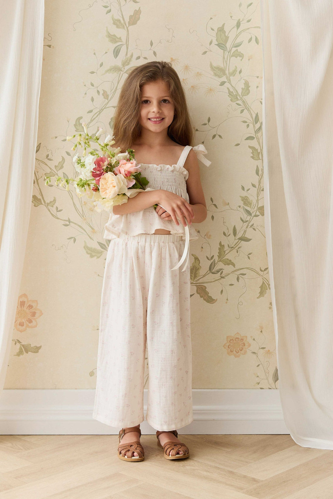 Organic Cotton Muslin Odette Pant - Pauline Pink Childrens Pant from Jamie Kay USA