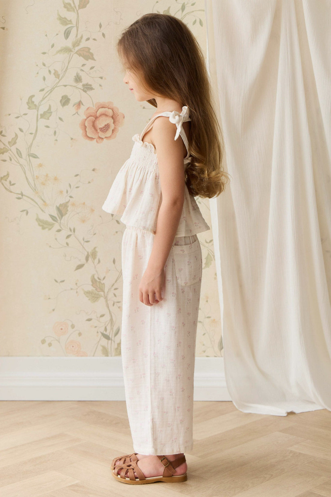 Organic Cotton Muslin Odette Pant - Pauline Pink Childrens Pant from Jamie Kay USA