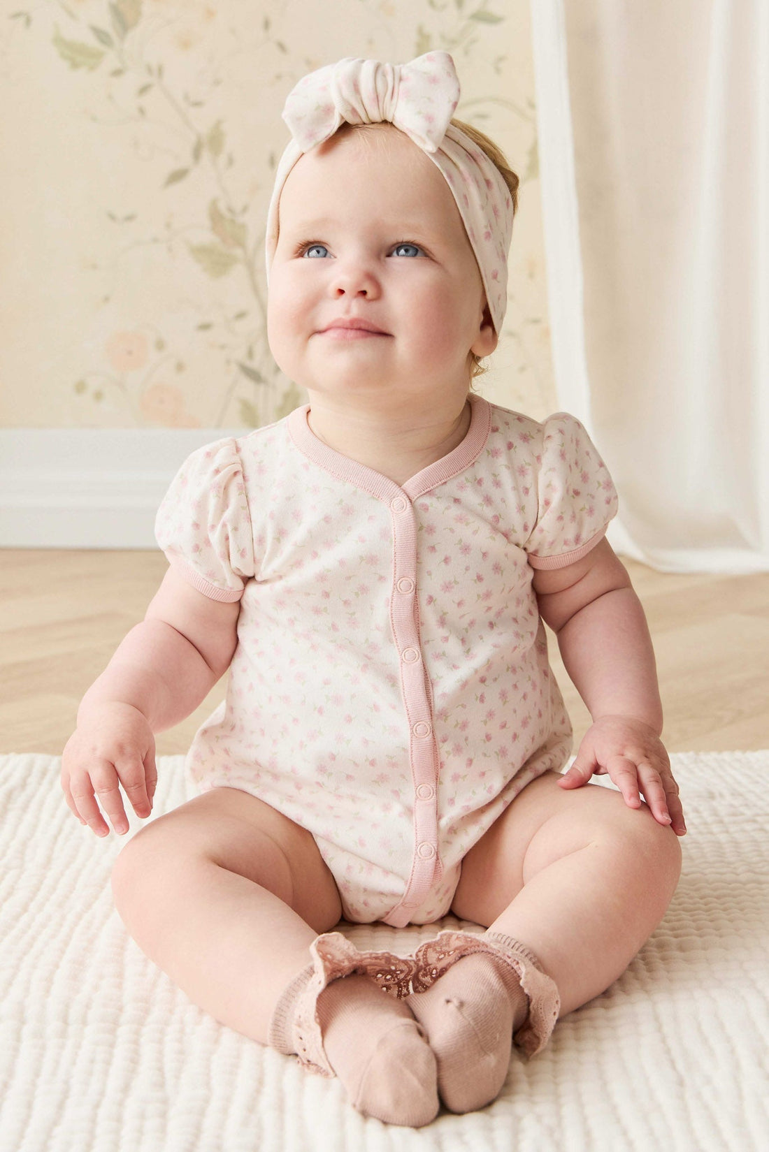 Organic Cotton Antoinette Playsuit - Victoria Blush Childrens Playsuit from Jamie Kay USA
