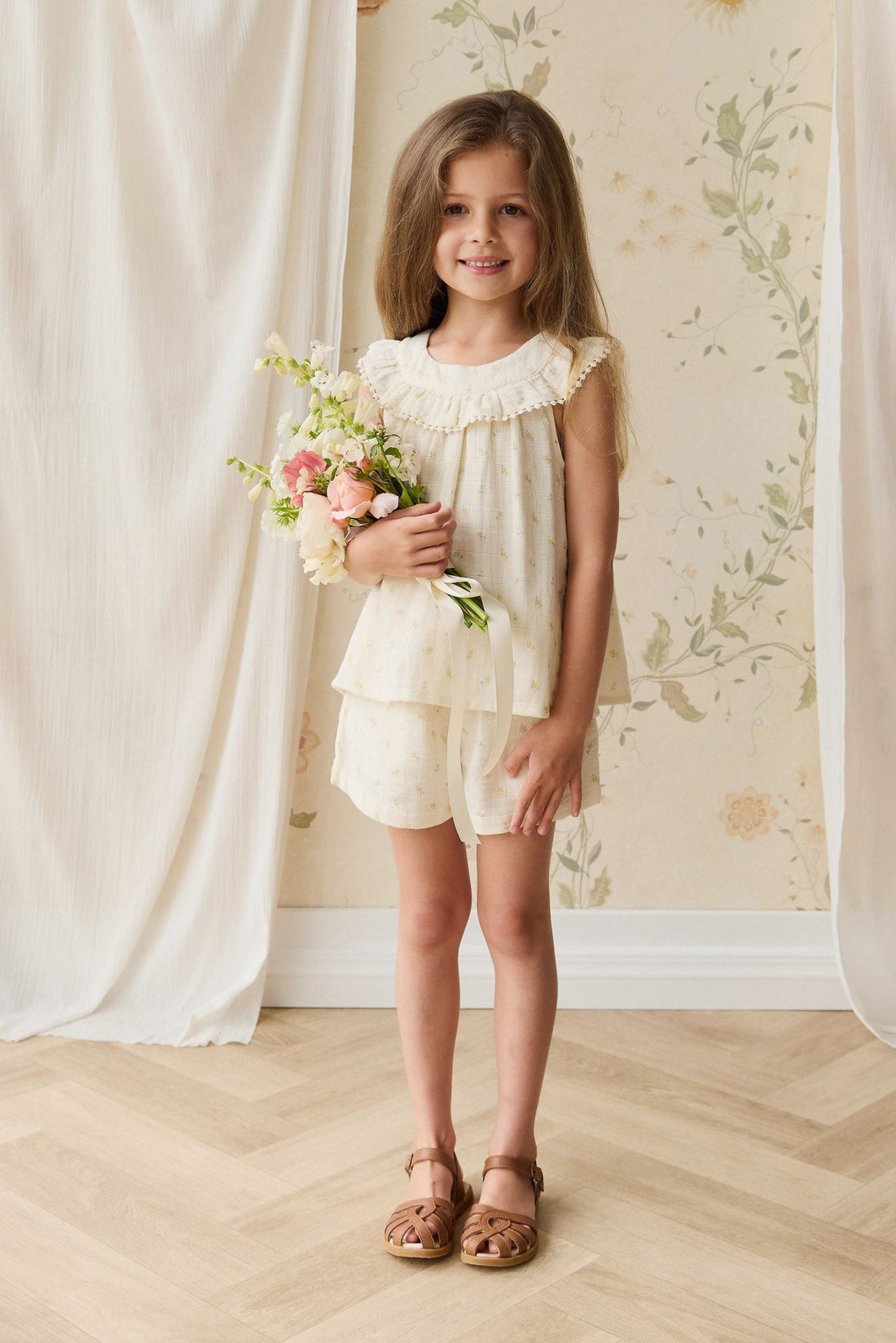 Organic Cotton Muslin Annalise Top - Vintage Ditsy Childrens Top from Jamie Kay USA