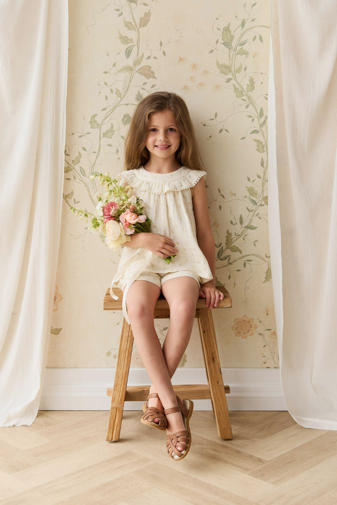 Organic Cotton Muslin Annalise Top - Vintage Ditsy Childrens Top from Jamie Kay USA