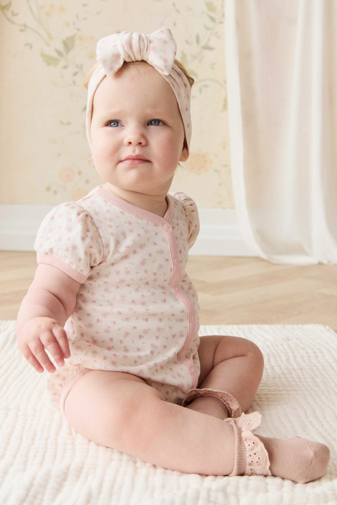 Organic Cotton Antoinette Playsuit - Victoria Blush Childrens Playsuit from Jamie Kay USA