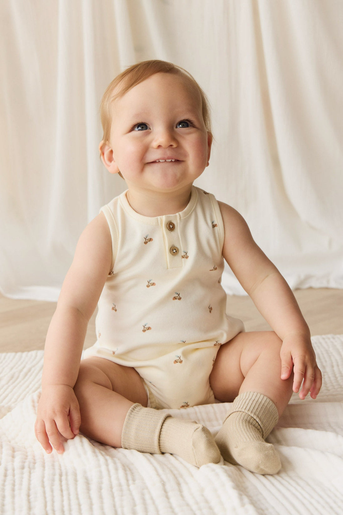 Organic Cotton Archie Playsuit - Forest Night Acorns Childrens Playsuit from Jamie Kay USA