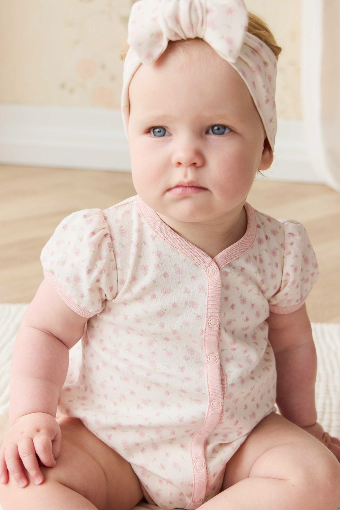 Organic Cotton Antoinette Playsuit - Victoria Blush Childrens Playsuit from Jamie Kay USA