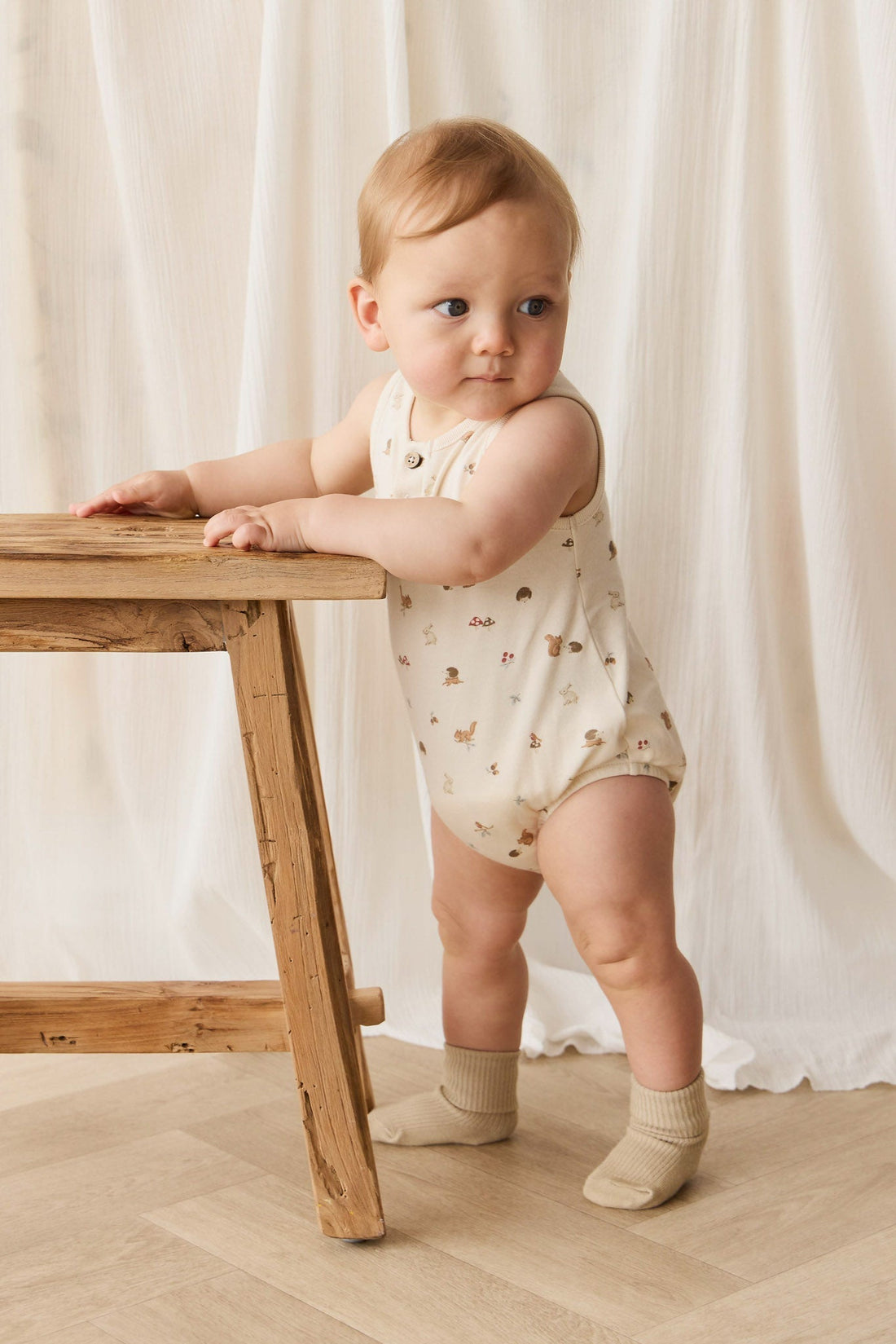 Organic Cotton Archie Playsuit - Forest Gathering Childrens Playsuit from Jamie Kay USA