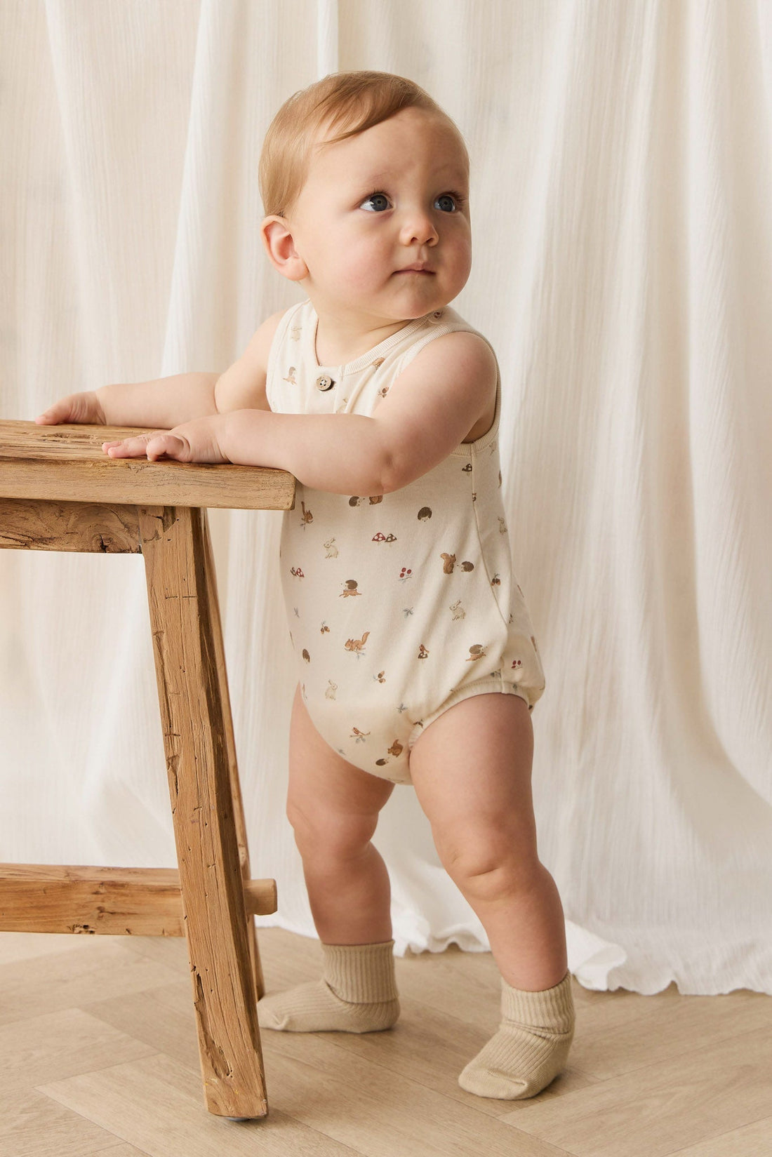 Organic Cotton Archie Playsuit - Forest Gathering Childrens Playsuit from Jamie Kay USA