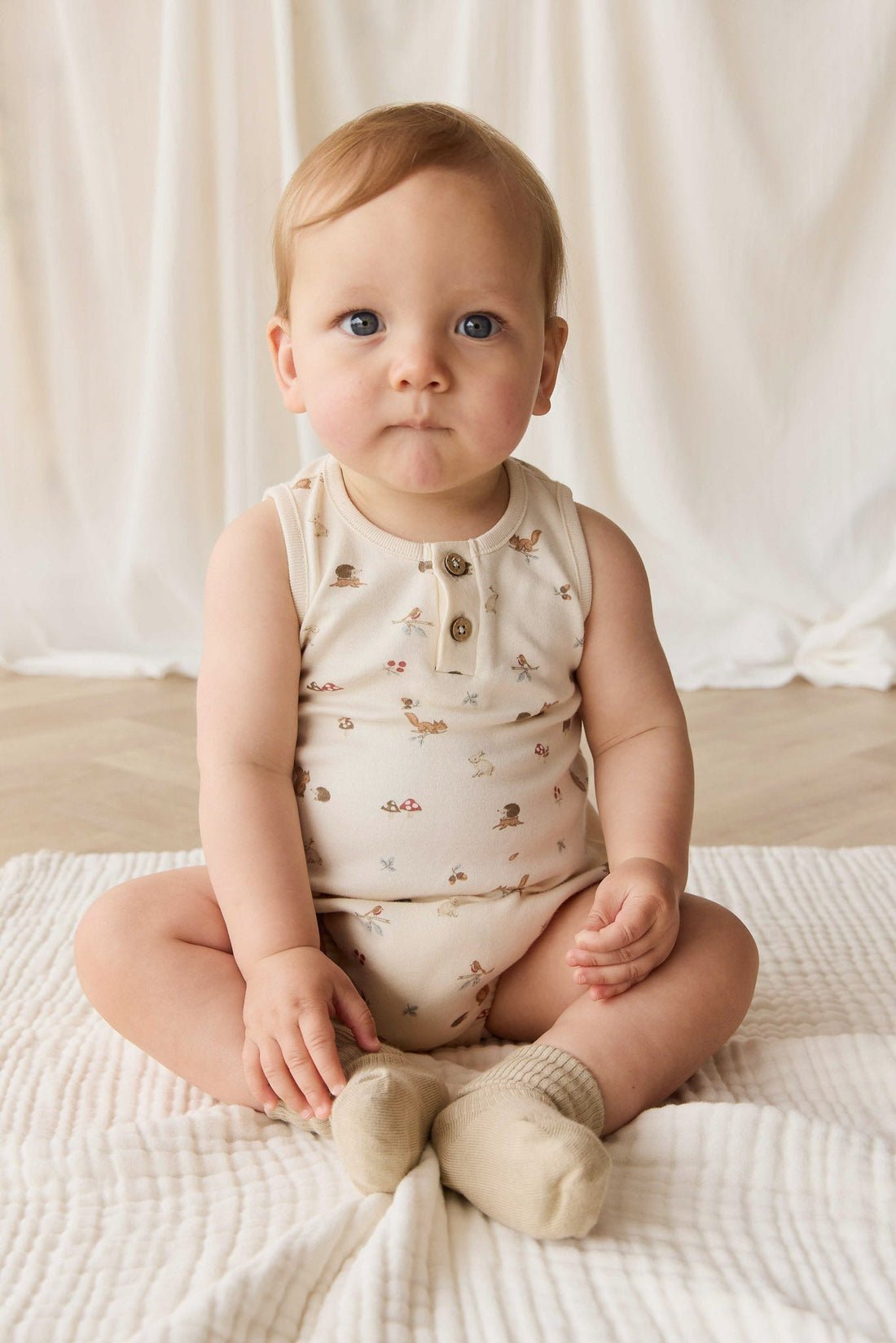 Organic Cotton Archie Playsuit - Forest Gathering Childrens Playsuit from Jamie Kay USA