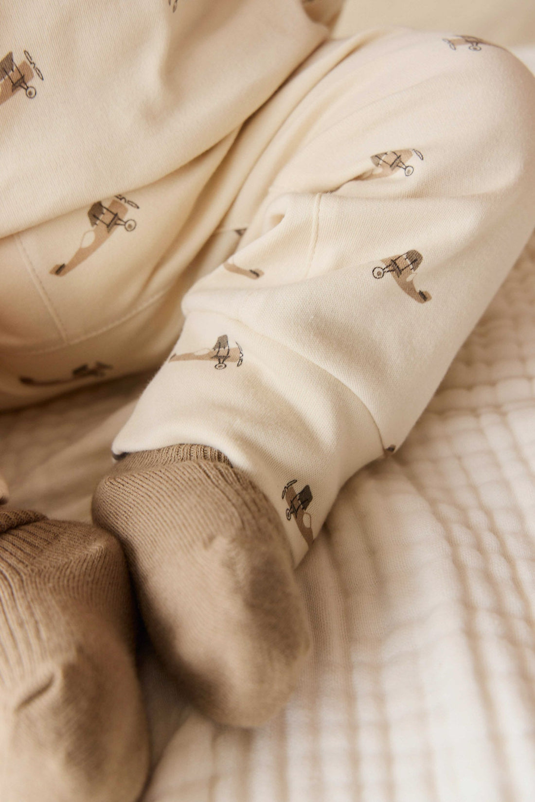 Pima Cotton Wesley Pant - Fly High Vanilla Cream Childrens Pant from Jamie Kay USA