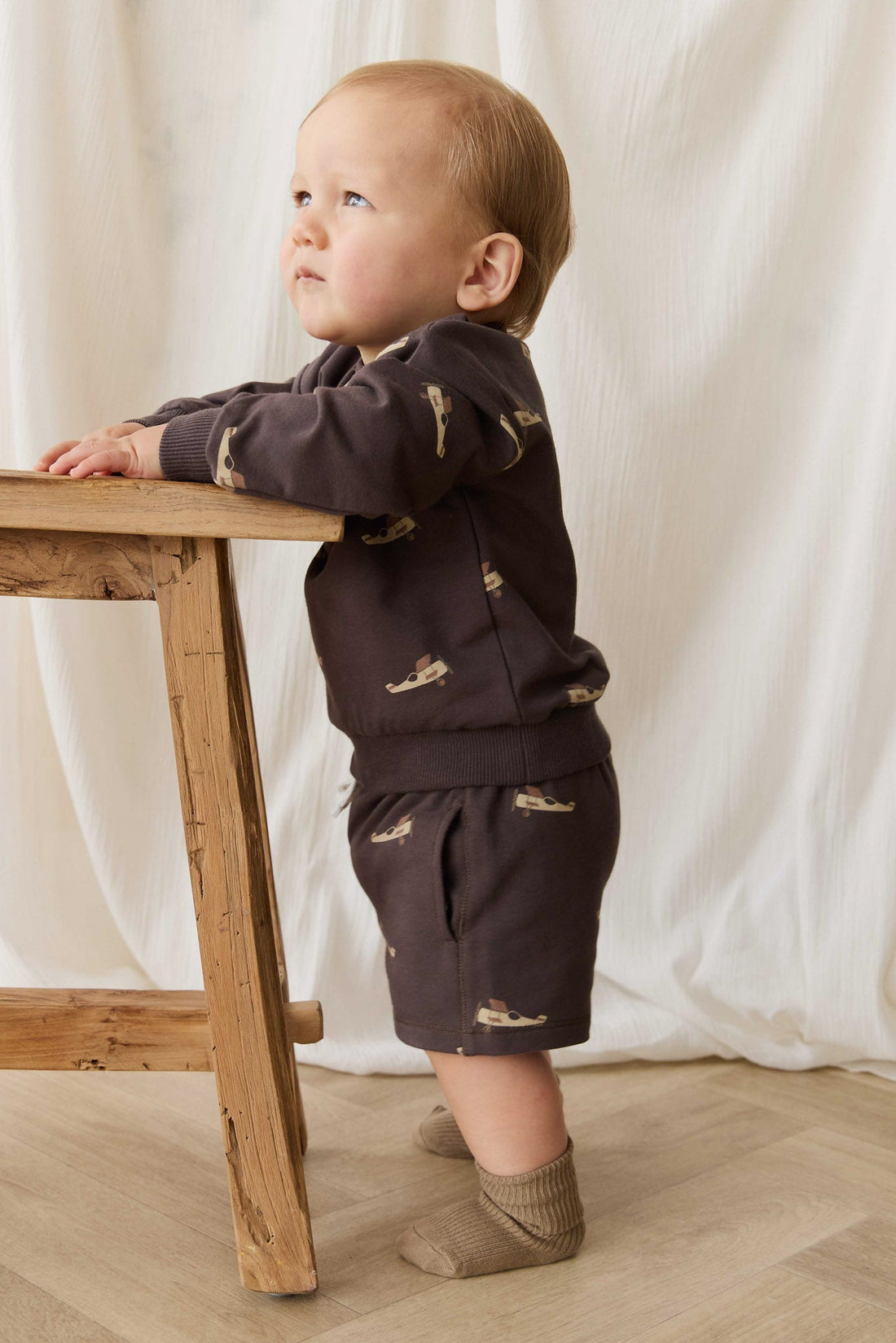 Organic Cotton Peyton Sweatshirt - Pilot Planes Bistre Childrens Top from Jamie Kay USA