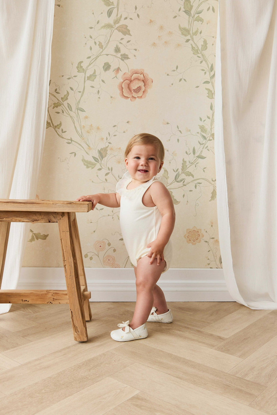 Adalyn Playsuit - Parchment Childrens Playsuit from Jamie Kay USA