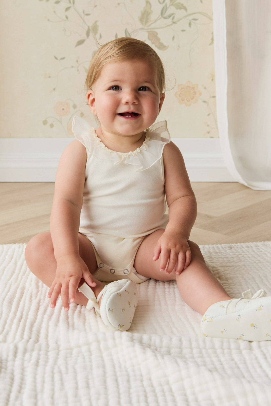 Adalyn Playsuit - Parchment Childrens Playsuit from Jamie Kay USA