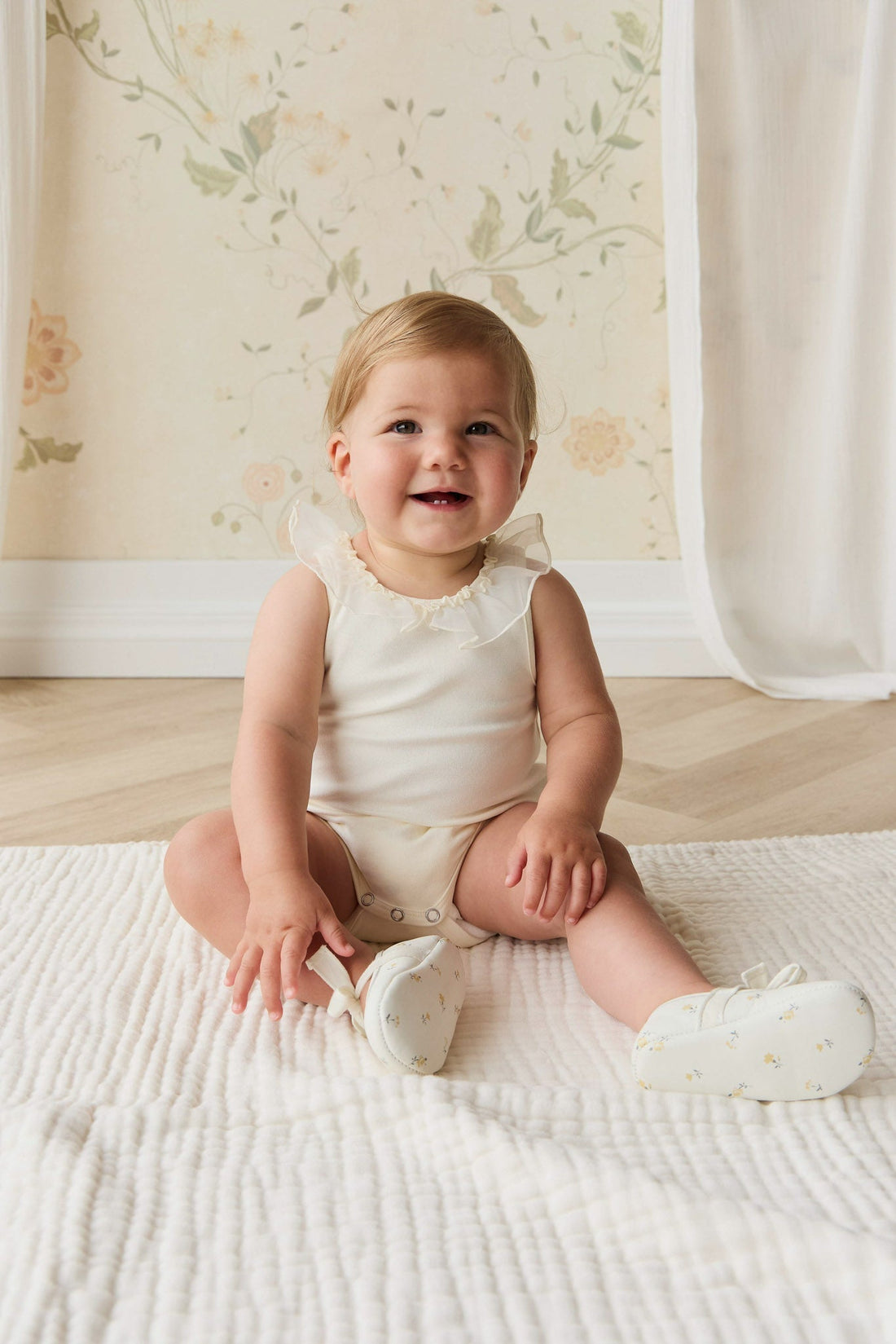 Adalyn Playsuit - Parchment Childrens Playsuit from Jamie Kay USA
