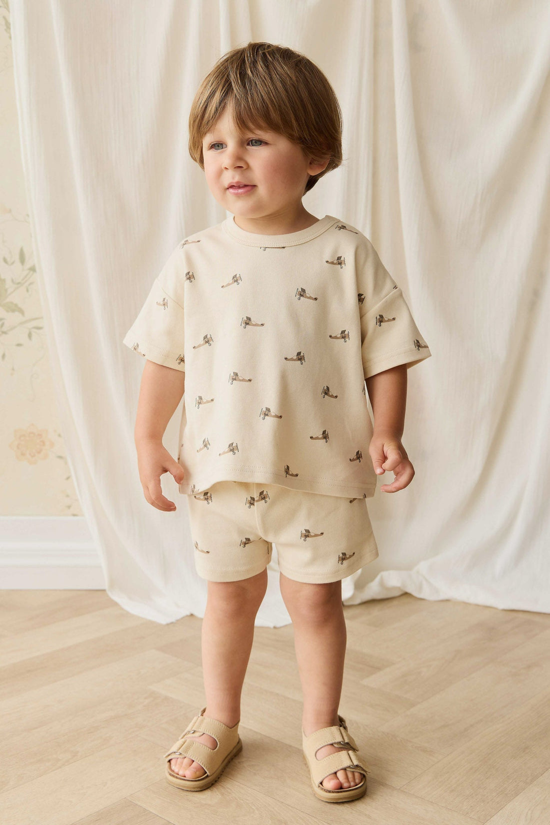 Pima Cotton Wesley Tee - Fly High Vanilla Cream Childrens Top from Jamie Kay USA