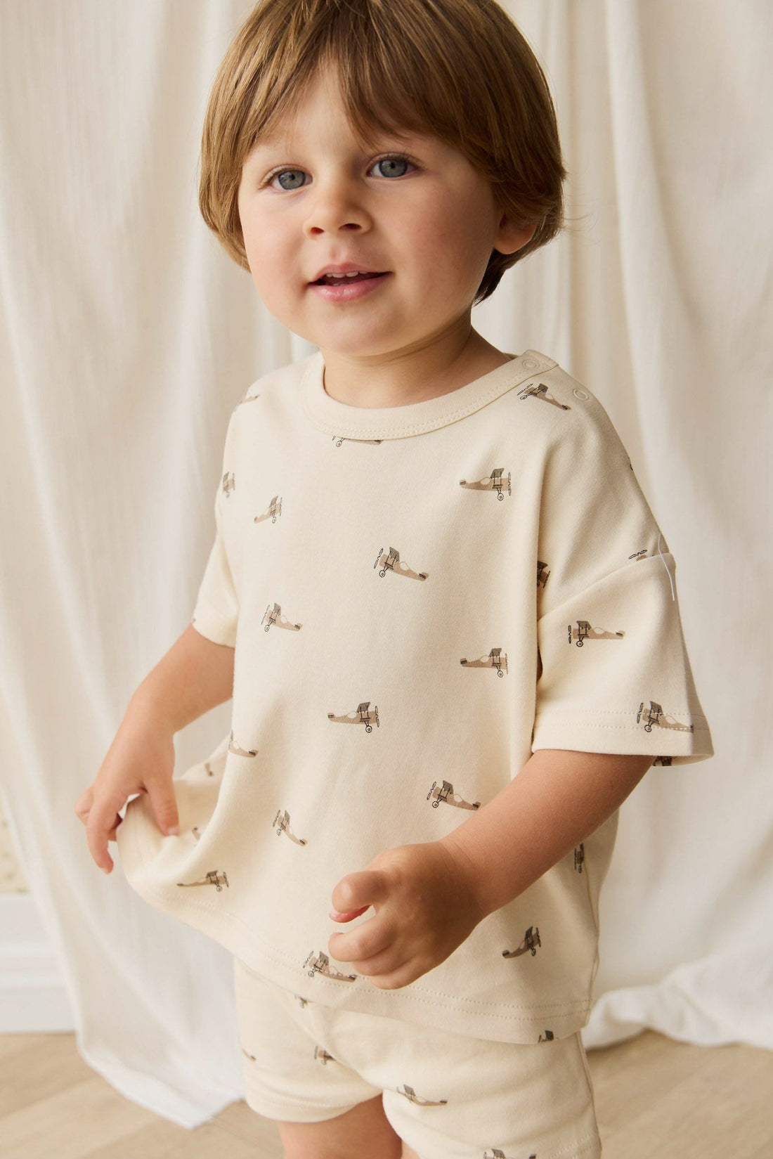 Pima Cotton Wesley Tee - Fly High Vanilla Cream Childrens Top from Jamie Kay USA