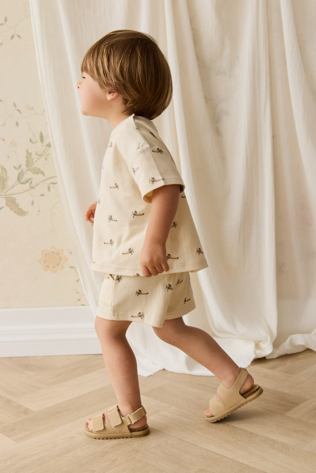 Pima Cotton Wesley Short - Fly High Vanilla Cream Childrens Short from Jamie Kay USA