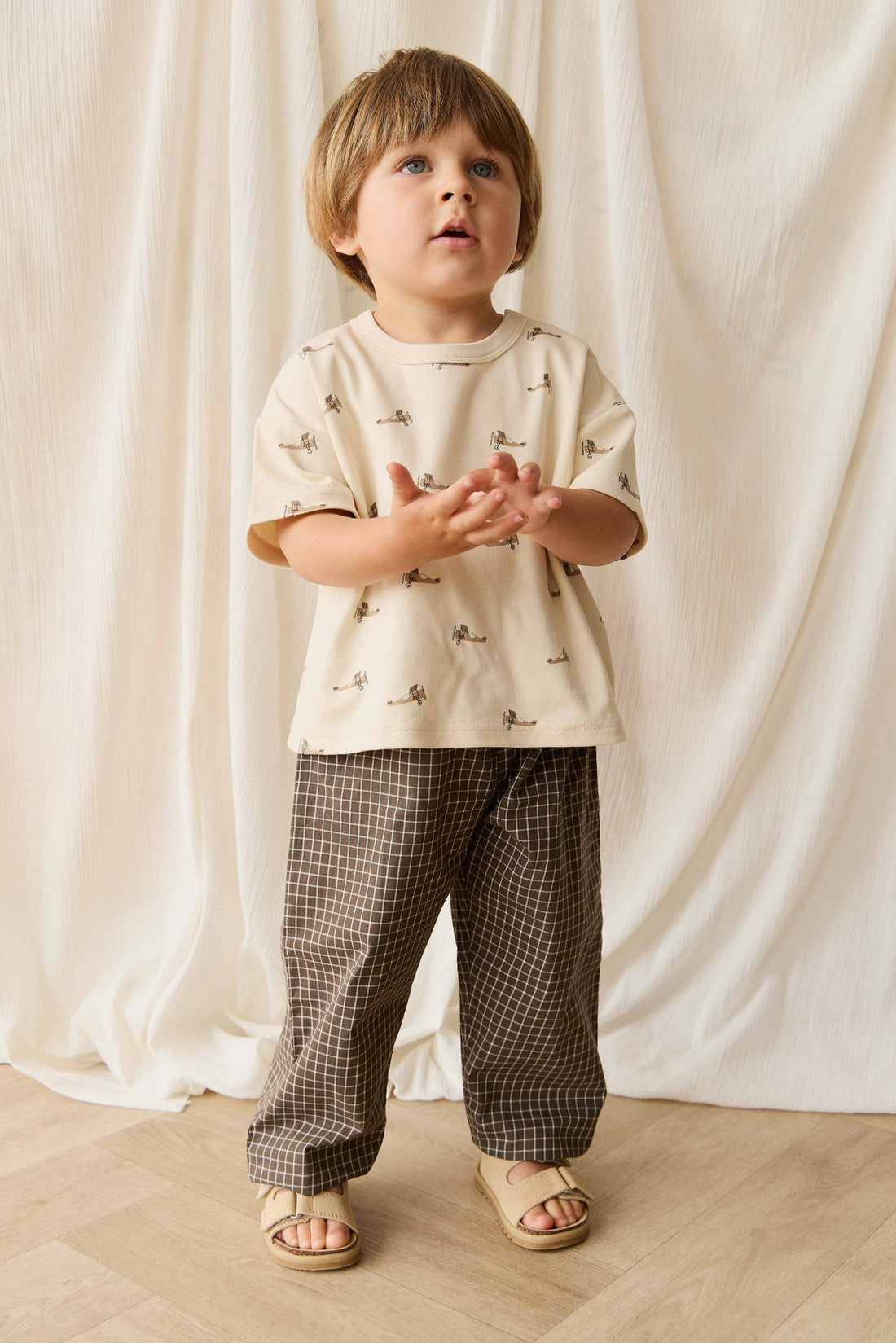 Organic Cotton Kingston Pant - Coffee Grid Childrens Pant from Jamie Kay USA